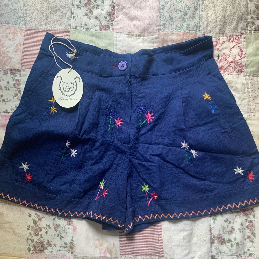 Blue shorts with flowers